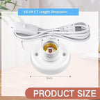 15ft Light Bulb Socket with Cord,Light Socket,E26/ E27 Lamp Base Desktop Cord On/Off Switch Hanging,Light Bulb Socket,Light Socket with Cord