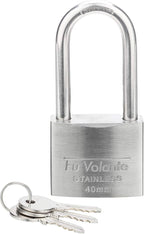 Stainless Steel Padlock, 304 Marine Series, Weatherproof & Rustproof Padlock for Outdoor use, 1-9/16 inch Wide, Long Shackle, Stainless Steel Body & Shackle