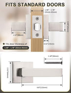 5 Pack Brushed Nickel Passage Door Levers Interior Door Handles, Heavy Duty Closet Hallway Door Handle Sets