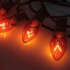 25 Pack C7 Replacement Bulbs, Orange Halloween Light Bulbs, E12 Candelabra Base 5W Incandescent for Outdoor String Lights, Christmas Tree Patio Porch Holiday Party Decor
