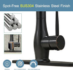 GIMILI Oil Rubbed Bronze Kitchen Faucet with LED Single Handle Kitchen Sink Faucet with Pull Down Sprayer Commercial Double-Headed Stainless Steel Kitchen Faucets Sink with Deck Plate