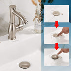 Bathroom Sink Drain Stopper Without Overflow, Pop Up Drain with Detachable Hair Catcher for Lavatory Vanity Vessel Sink, Brushed Nickel 2 Pack, RM082B-P2