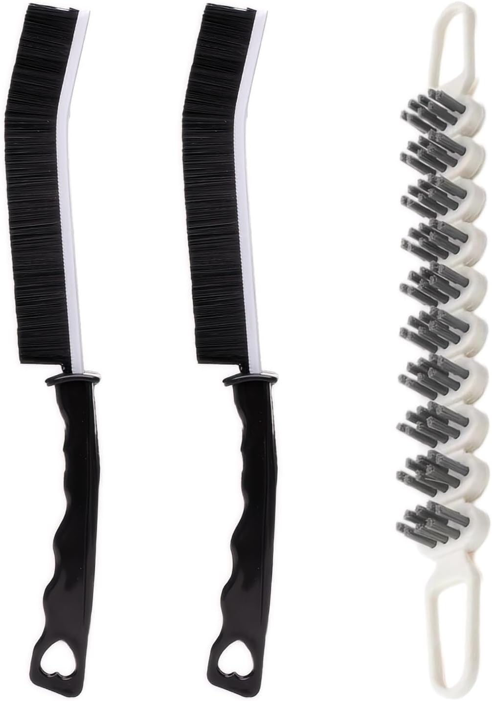 Crevice Cleaning Brush Hard Bristle Grout Brush Scrub Brush Toilet Brush Cleaning Tools Cleaning Supplies for Household Use Bathroom Kitchen 3 Pcs (Black&White)