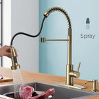 Smart Kitchen Faucet, 3 Modes Pull Down Sprayer, Smart Touch On Sensor Activated, Ceramic Disc Valve, 360-Degree Rotation, 1 or 3 Hole Deck Plate. 20-Year Warranty. (KW-62J, Brushed Gold)