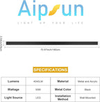 Aipsun Porch Wall Lights 71 inch Long Strip Modern Outdoor Wall Light Fixture 1 Pack, 50W Black Wall Mount Lighting Sconce Exterior Lights Wall Sconce 3000K for House Living Room Corridor