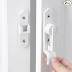 2 Packs 180 Degree White Barn Door Lock, Flip Gate Latch with Handle, Heavy Sliding Door Latches, Door Security Sliding Latch Lock for Cabinets, Bathroom, Garden, Window, Garage