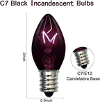 25 Pack C7 Halloween Black Replacement Bulbs, 5W Dark Purple Light Bulbs Perfect for Indoor/Outdoor Halloween, Christmas and Party String Lights C7/E12 Candelabra Base