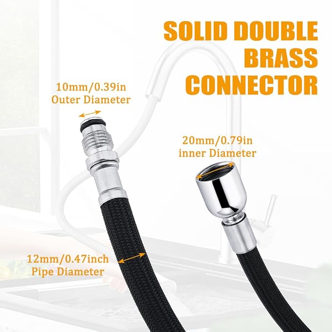 Pull out Hose Kit Compatible for K-1219935-BC with 13.5oz Pull Down Faucet Hose Weight Ball, Classic Pull-Out Hose for Kohler K-1219935-BC/K-1304674-BC Hose Replacement Parts, Black