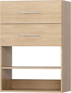 ROOMTEC 31.5" 2 Drawer Short Tower Closet Unit, Modular Closet System with Drawers and Shelf, Wardrobe Organizer for Bedroom or Walk-in Closet, Wall Mounted, Customizable Clothes Storage Unit, Wood