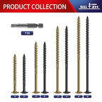 #14 x 6 Inch Lag Screws (21Pcs) 1lb. Structural Wood Screw, Black, Carbon Steel, Washer Head, Rust Resistant epoxy Coated, T30 Star Bit