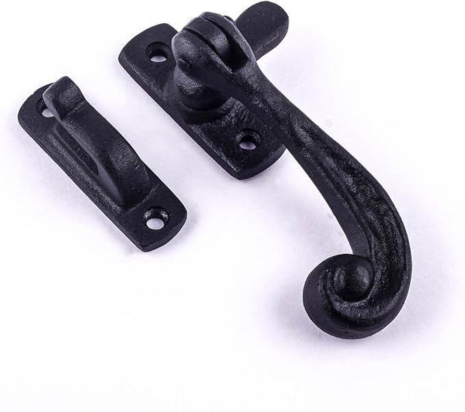 Renovators Supply Manufacturing Black Wrought Iron Window Sash Lock 3.75 in Window Locks with Mounting Hardware Pack of 12
