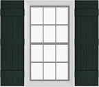 Board & Batten Vinyl Shutters (1 Pair) | 14.5"x81" (4-Board) - Heathered Spruce | Exterior Window Shutters | Includes Mounting Hardware | Simple Installation | Made in USA