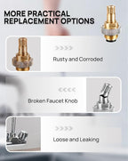 4" Brass Faucet Handle Cartridge Replacement Stem Assembly Faucet Valves Hot and Cold Knob Handle Kit with Stem for Kitchen & Bathroom Knob Handles