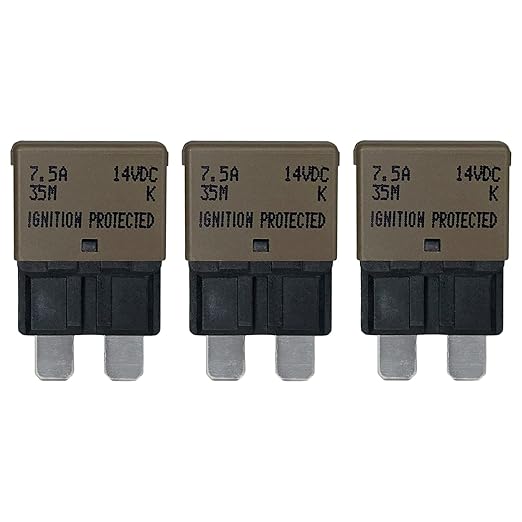 Auto Reset ATC/ATO 7.5 Amp Circuit Breaker Fuse for Automotive Marine RV Car Truck Audio Battery Protection Automatic Reset | Low Profile (7.5A, 3 Pack)