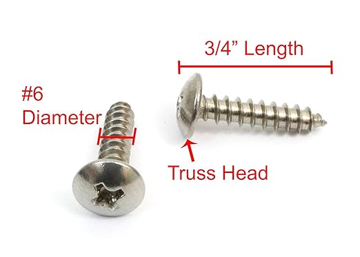 Bolt Dropper No. 6 x 3/4" Stainless Truss Head Phillips Wood Screw, (100 pc), 18-8 (304) Stainless Steel Sheet Metal Screws, Type A Point, Plain Finish by Bolt Dropper