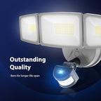 Onforu 65W LED Security Lights Motion Sensor Light Outdoor, 6500LM, 6500K, IP65 Waterproof, Flood Light Outdoor Motion Detector with Adjustable 3 Head, Hardwired Wall Light for Entryway, Yard (Gray)
