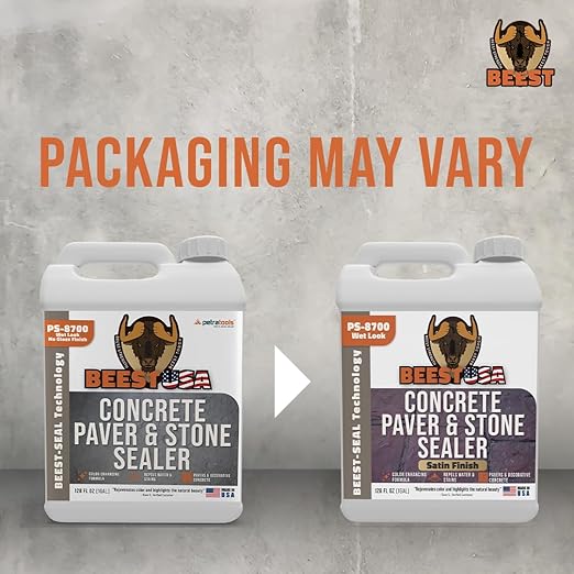 Paver Sealer - 8700 Wet Look (Satin Finish) - 1 Gallon Covers up to 175-250 sq ft (2 Coats)| Concrete Sealer Outdoor - Color Enhancing Acrylic Sealant for Stones, Patios, Pavers, Bricks & Driveways