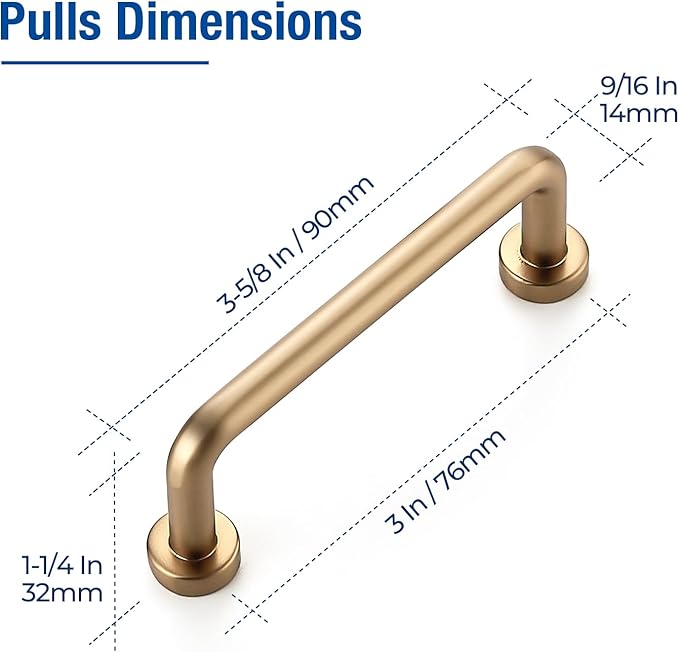 JOY DECOR Cabinet Pulls – 3 Inch Hole Center, Champagne Bronze, 15 Pack, Zinc Alloy Cabinet Handles for Drawers & Cupboard – Vintage Style Hardware for Kitchen, Bathroom, Dresser, Furniture Makeover