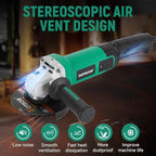 Hoteche 5-Inch Angle Grinder 11-Amp Heavy Duty Variable Speed Power Grinder Corded Electric Grinding & Cutting Tool for Metal, Quick-Change Disc Compatible(Tool Only)