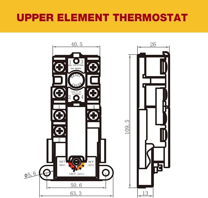 Electric Water Heater Thermostat,Include 1x KST203 Upper Thermostat & 1x KST200 Lower Thermostat,UL Certification,Compatible With Most Electric Water Heaters