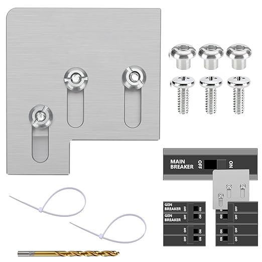 Generator Interlock Kit Compatible with Square D QO or Homeline 150 or 200 Amp Panels. 1 3/8 Inches Spacing Between Main and Generator Breaker,Breaker Interlock Switch for Generator.