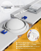 Ensenior 4 Pack 4 inch 5CCT LED Gimbal Led Recessed Light with Junction Box, 360°+90° Adjustable Directional Eyeball Lighting, Dimmable, 2700K/3000K/3500K/4000K/5000K, 950LM, 10W=85W-ETL&FCC