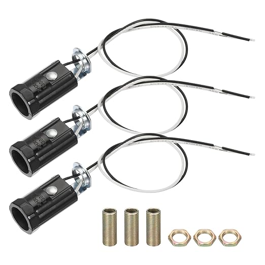 PATIKIL Candelabra Base Lamp Holder Light Socket, 3pcs UL Listed Keyless E12 Bulb Socket with 9.8" Wire Leads for E12 Incandescent LED Light Bulbs, 1.7" Tall
