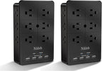 Surge Protector Nikleb, Wall Outlet with 4 USB Ports 5V 4.8A Total, 12 Multi Outlet Extender, Multiple USB Plug Adapter Wall Mount, Phone Chargier Organizer with Phone Holder, Heavy Duty