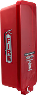 PRO&Family Fire Extinguisher Cabinet 5 lb Fire Extinguisher Box Outdoor Fire Cabinet Mounted Fire Extinguisher Cabinet Fire Extinguisher Cover (1, Red with Clear Pull-Cover, 5 lb)