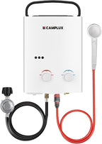 CAMPLUX Tankless Water Heater Outdoor, 1.32 GPM Portable Propane Camping Water Heater, 5L, AY132, White