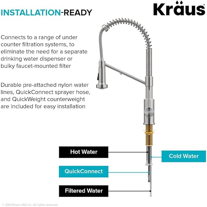 Kraus Bolden 2-in-1 Pull-Down Single Handle Kitchen Sink Filter Water Faucet for Reverse Osmosis or Water Filtration System in Chrome, KFF-1610CH