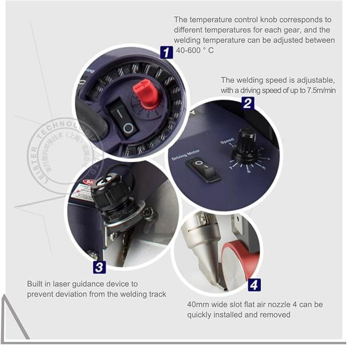 Weldy roofer RW3400 Automatic Hot Wedge Welder Welding Machine Overlap Welder Roof Water Proofing 3500W Hot Air Welding Machine for PVC TPO Membrane Welding Roof Truck Tarpaulin Advertising Banner