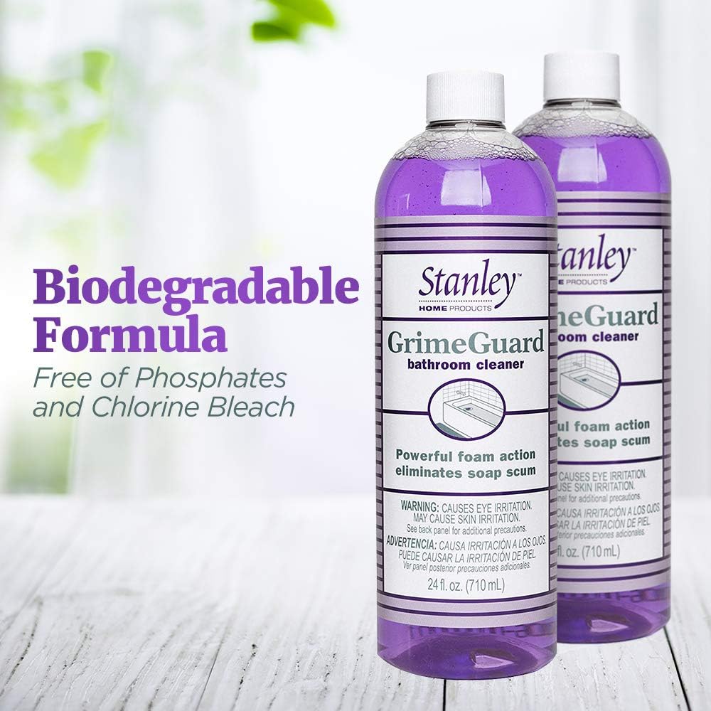 STANLEY HOME PRODUCTS GrimeGuard Bathroom Cleaner - Bleach Free & Non Abrasive Eco Shower & Kitchen Tiles Disinfectant & Deodorizer - Cleans Grime (Refill Bottle)