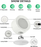 LED Wall Sconces 2 Pcs with Remote, Wall Mounted Lights Rechargeable Battery Operated, 3 Color Temperatures & Dimmable Wall Lamp Magnetic 360° Rotation Light for Bedroom Living Room
