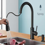 Touch-Less Kitchen Faucet, 3 Modes Pull Down Sprayer, LED Temperature Control,Sensor Activated,Ceramic Valve, 360-Degree Rotation, 1 or 3 Hole Deck Plate. 10-Year Warranty. (KW-78R, Black)