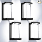 Juyace 18W Exterior Lighting Fixtures 4 Pack Budget-Friendly Outdoor Porch Lights Modern Black Sconces Wall Mount 1800Lm 6000K IP65 Waterproof for Garage House Patio Front Door Entryway