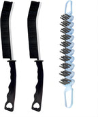 Crevice Cleaning Brush Hard Bristle Grout Brush Scrub Brush Toilet Brush Cleaning Tools Cleaning Supplies for Household Use Bathroom Kitchen 3 Pcs (Black&Blue)