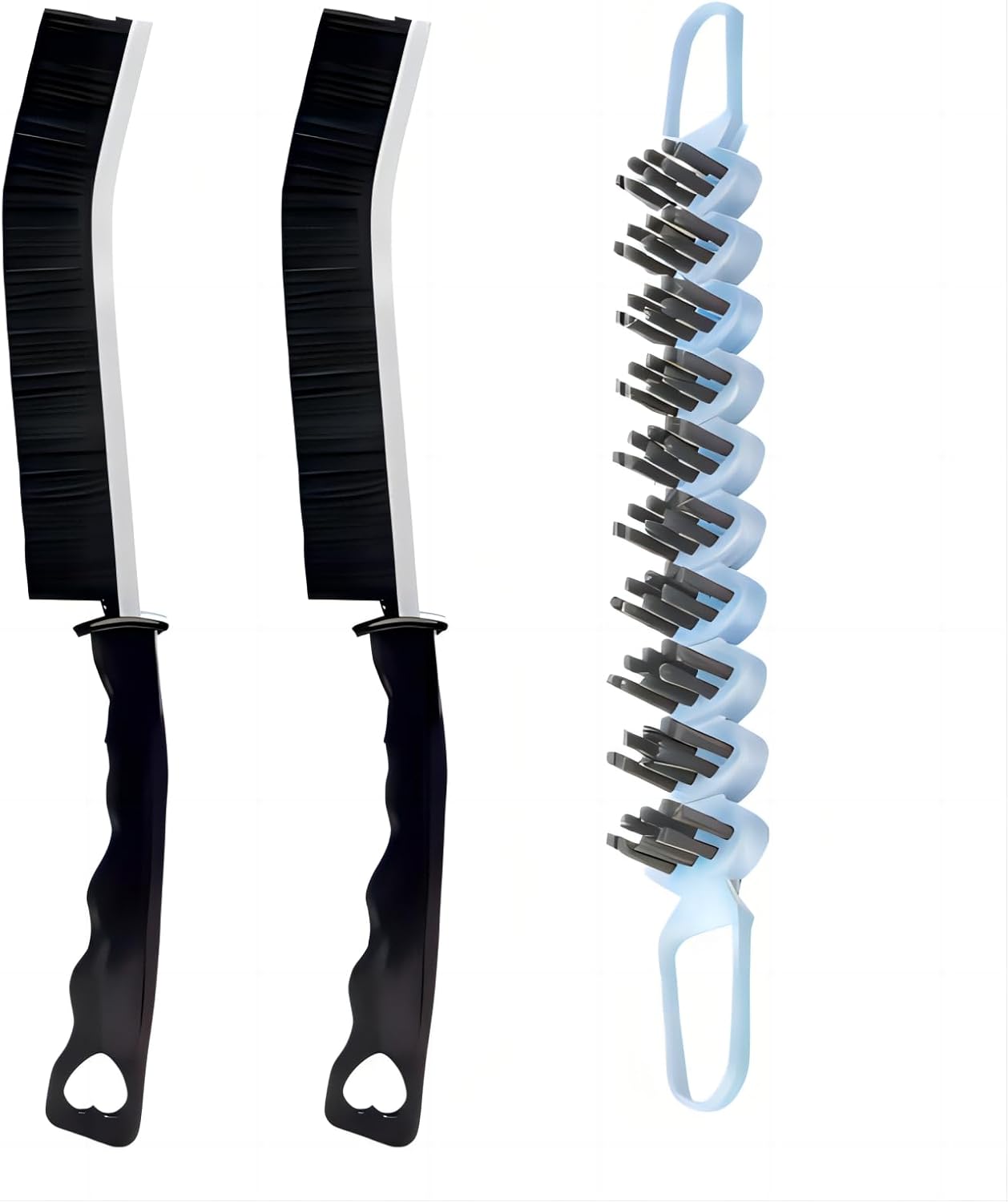 Crevice Cleaning Brush Hard Bristle Grout Brush Scrub Brush Toilet Brush Cleaning Tools Cleaning Supplies for Household Use Bathroom Kitchen 3 Pcs (Black&Blue)