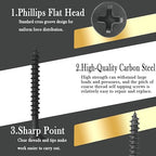 Coarse Thread Drywall Screw, #8 x 2-3/4", Black Phosphate Coated, Bugle Head Phillips Drive, Fast Self Tapping, Sharp Point, Ideal Screw for Drywall Sheetrock, Wood, and More, 35 Pieces