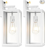 16-inch White Dusk to Dawn Outdoor Wall Light Fixtures, Exterior Waterproof Wall Lanterns, Large Porch Sconces Lighting, Modern Outside Lights for House Patio Front Door Entryway, 2-Packs