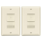 LIDER Dimmer Switch for Dimmable 200W LED/CFL Lights, Single Pole, 120 V, Modern Upgrade, UL Listed, Wall Plate Included, Light Almond, 2 Pack