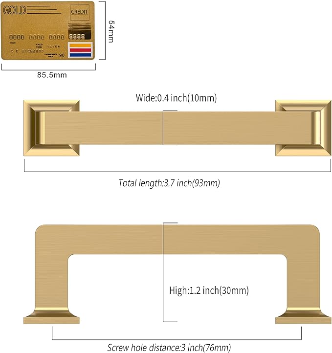 10 Pack 3"(76mm) Champagne Bronze Cabinet Pulls Kitchen Cabinet Drawer Handles Champagne Hardware for Cabinets Cupboard