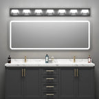 Ralbay 46" LED Modern LED Black Vanity Lights Fixtures 7 Lights Acrylic Matte Black Vanity Lights Modern Black Bathroom Wall Lighting Over Mirror