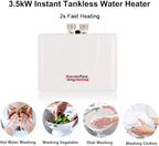 Thermoflow 110V~120V Mini Tankless Water Heater Electric Point of Use On Demand Instant Hot Water Heater Under Sinks Wall Mounted, CSA Certified 3.5kW Hard Wired
