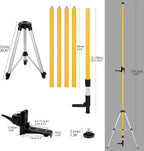 Laser Level Pole with Tripod, Telescoping Laser Level Tripod, 12 Ft./3.7M with 1/4-Inch by 20-Inch Laser Mount for Rotary and Line Laser Level, 5/8"-11 Adapter Nut Included
