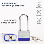 SEPOX® 12Pcs Set Laminated-Padlocks with Key Different, Extra Long-Shackle, 1-9/16" 40MM Heavy-Duty Steel Lock Body Each Lock with 2 Big Key for Outdoor & Indoor Lockers-Locks, Fence, Gate, Tool-Box