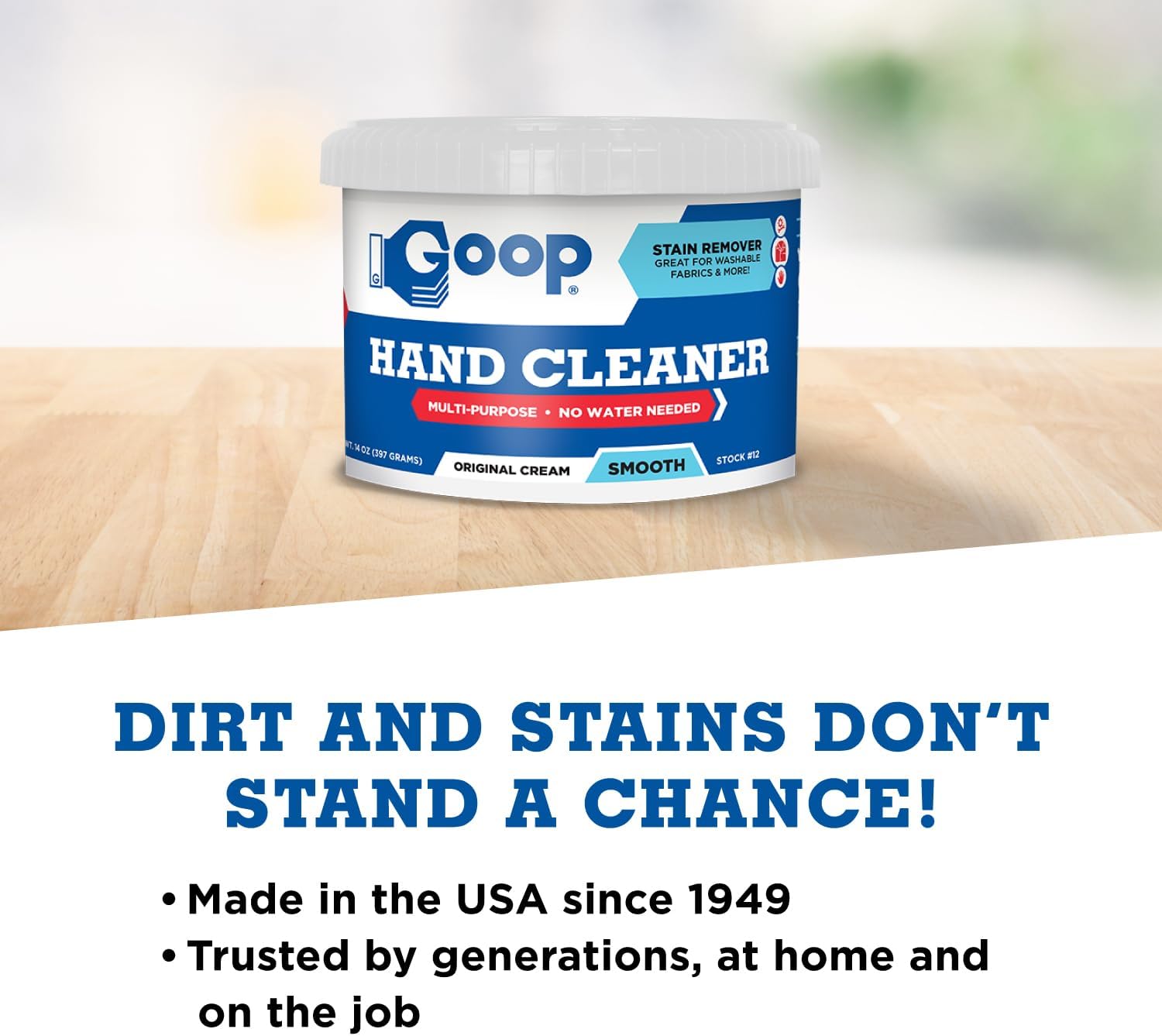 GOOP Original Multi-Purpose Waterless Hand Cleaner and Stain Remover - 14 oz Can (Pack of 2)
