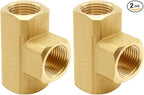 2PCS 3/8 Inch Brass Tee Pipe Fitting 3/8" NPT Female x 3/8" NPT Female x 3/8" NPT Female for Water/Oil/Gas