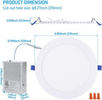 TORCHSTAR Basic Series 12-Pack 5CCT 8 Inch Ultra-Thin LED Recessed Lighting with J Box, CRI90, Aluminum, 2700K3000K3500K4000K5000K, 5%-100% Dimmable Slim Recessed Downlight, 18W 1450LM, ETL & ES