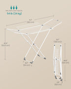 SONGMICS Clothes Drying Rack, Metal Laundry Drying Rack, Foldable, Space-Saving, Free-Standing Airer, with 4 Gullwings, Indoor Outdoor Use, Bed Linen Clothing, White ULLR541W01